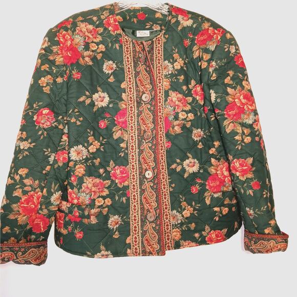 EUC Vera Bradley Large Quilted Greenbriar Pattern Button Up Jacket RETIRED 1987 - Picture 1 of 10